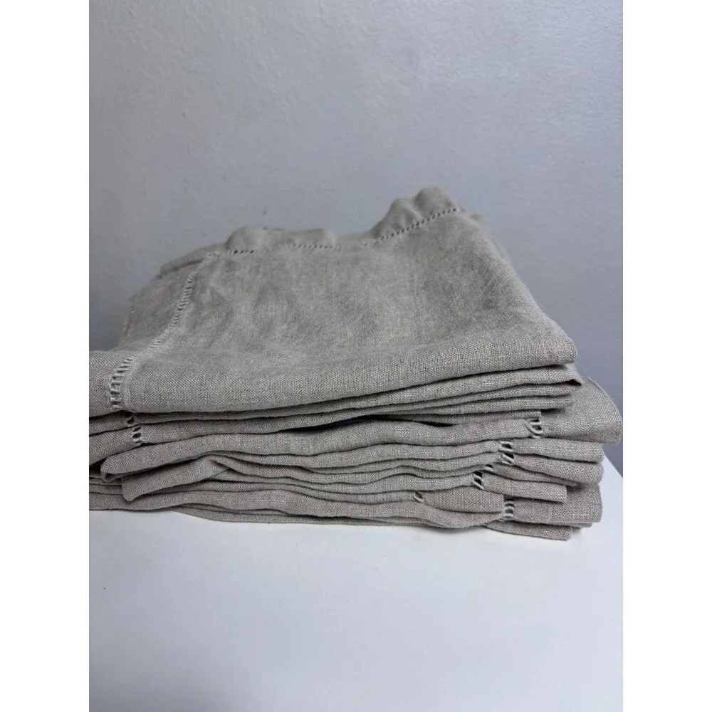 Pottery Barn Napkins Wide Hem Cotton 20 x 20” Charcoal Gray Set of 14